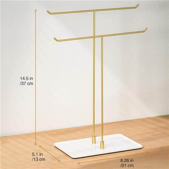 Necklace Stand Jewelry Organizer Gold Metal Necklace Holder Display for Home Dec - Picture 4 of 8